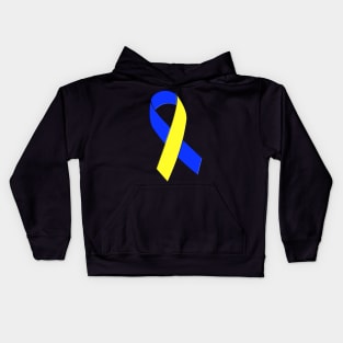 Down Syndrome Yellow and Blue Support Ribbon Kids Hoodie